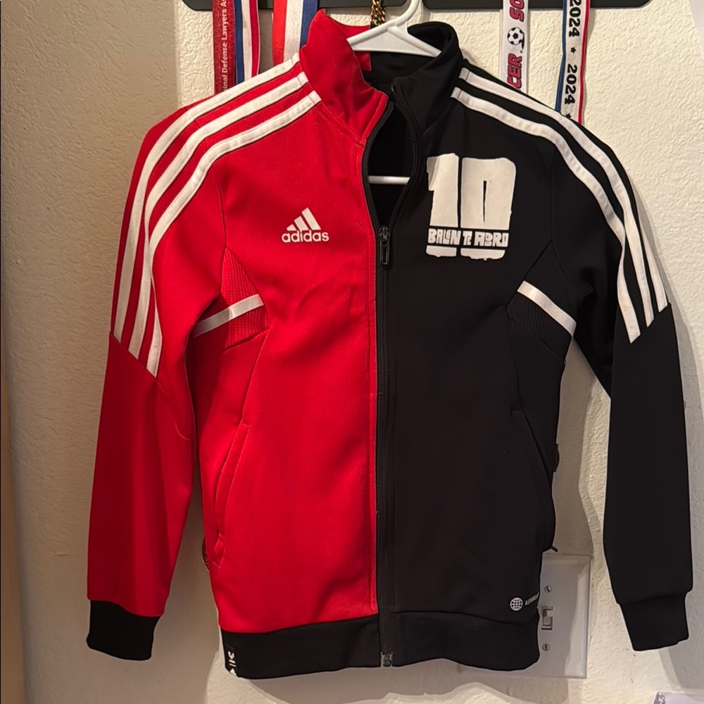 Adidas Kids Red and Black Jacket